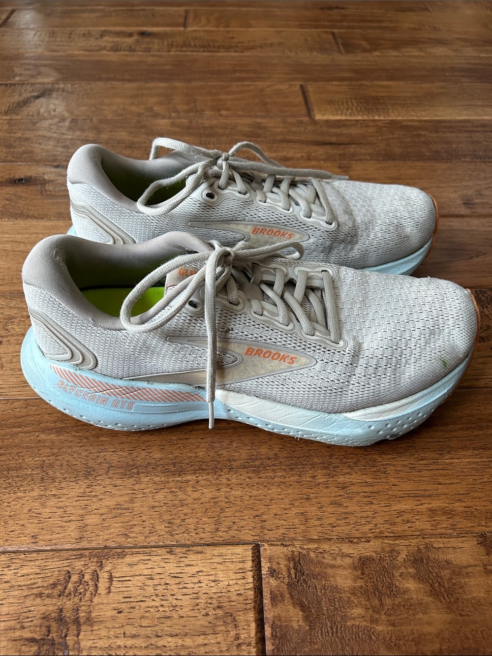 Brooks Glycerin 21 Road-Running Shoes Coconut Aqua Sunset Womens Size 10.5